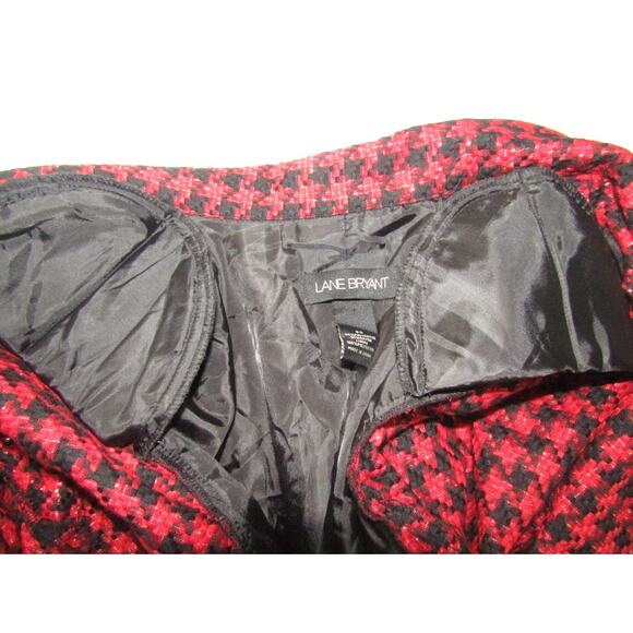 Lane Bryant Red Black Glitter Houndstooth Blazer Jacket Women’s 20 3/4 Sleeve - Picture 7 of 9